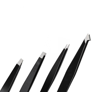 Pinces à épiler professionnelles de haute qualité en acier inoxydable, pointues et biseautées, lot de 4 pinces, étui écologique et durable - Product Image 2