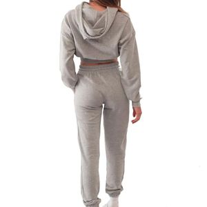 Conjunto Deportivo Personalizado de Otoño Invierno para Mujer, Top Corto con Capucha, Sudadera, Pantalones Deportivos, Conjunto de 2 Piezas, Tops Cortos con Capucha para Mujer - Product Image 6