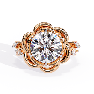 Vente en gros de bagues rondes en diamant de laboratoire taillé en brillant, couleur IGI certifiée D E, bague de fiançailles en or 14 carats pour femme personnalisable - Product Image 1