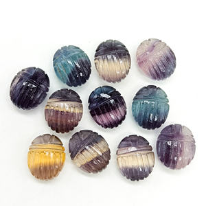 Cuentas de piedras preciosas talladas de escarabajo de fluorita AAA, piedra tallada de escarabajo de fluorita Natural para colgante, fabricación de joyas egipcias de 12mm - Product Image 1