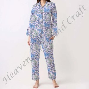 Conjunto de Pijamas de Algodón 100% para Mujer, Ropa de Dormir Suave para el Hogar, Conjunto de Pijamas de Primavera/Verano con Estampado Floral/Personajes/Letras/Estampado/Vacaciones/Árbol PJ039 - Product Image 2