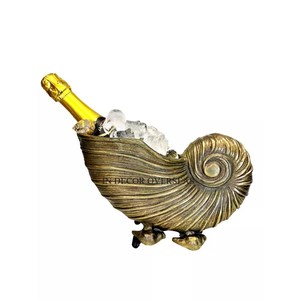 Enfriador y enfriador de bebidas de cubo de hielo y vino de Interior de metal resistente chapado en oro y exterior de madera de alta calidad estándar - Product Image 6