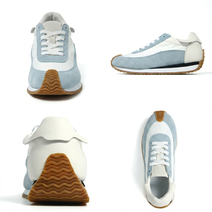 Sneakers Casual <span class=keywords><strong>Bianche</strong></span> e Blu in Camoscio con Lacci per <span class=keywords><strong>Donna</strong></span>, Suola Waffle Ammortizzata, Comode e Traspiranti, <span class=keywords><strong>Scarpe</strong></span> da Jogging all'Ingrosso - Product Image 3