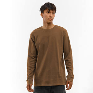 <b>Men's</b> Heavyweight Waffle <b>Thermal</b> Knit Long Sleeve T-<b>shirts</b> Custom Logo 100% Cotton Comfortwear Long Sleeve Tshirt For <b>Men</b> - Product Image 1