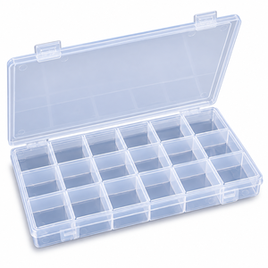 Caja de Almacenamiento de Joyería Cuadrada Clásica de Plástico Transparente con 24 Compartimentos, Tapa y Organizador de Abalorios - Portátil y Apta para Lavavajillas - Product Image 4