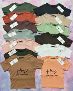 Recién llegado, camiseta de calidad ecológica de punto para mujer, camiseta de manga corta con cuello redondo estampado, camiseta informal para mujer - Product Image 3