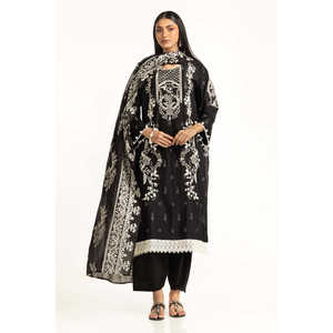 Traje de Verano de 3 Piezas para Mujer, Color Negro, Estampado con Efecto Lacado - Product Image 3