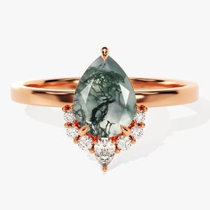 White Topaz With Moss Agate Gemstone <b>Ring</b> Jewelry for Women <b>Silver</b> <b>Boho</b> Style Jewelry 925 Sterling <b>Silver</b> Trending Handmade <b>Ring</b> - Product Image 2
