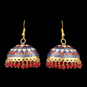 Boucles d'oreilles fantaisie pour femmes - Dorées - Rouges - Product Image 1