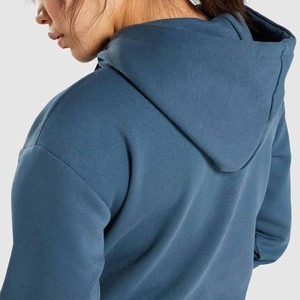 Prix de gros OEM pull uni lâche dames mode tendance gym tops femmes polaire à capuche entièrement personnalisé avec logo marque - Product Image 5