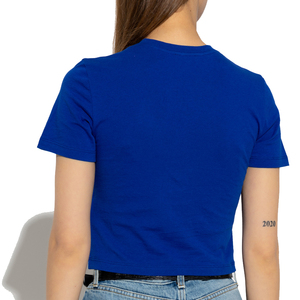 T-shirt court et confortable pour femmes, de haute qualité, de couleur bleue vierge, extensible, à vendre - Product Image 2