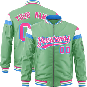 Veste bombardier universitaire de luxe surdimensionné en satin à rayures contrastées veste de qualité supérieure pour hommes streetwear OEM vente en gros - Product Image 1