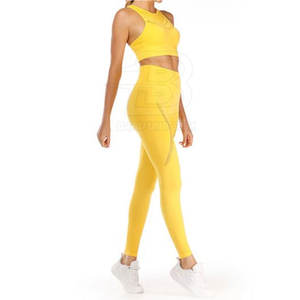 Conjunto de Yoga de nuevo estilo para mujer, diseño personalizado, ropa deportiva para gimnasio, patrón sólido transpirable con cierre de cintura elástica - Product Image 6