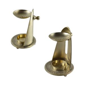 Brûleur d'encens à bobine porte-encens en laiton doré antique pour décor de table Beau design réglable Brûleur Oud Bukhoor - Product Image 2