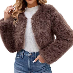 Veste d'hiver courte en fausse fourrure pour femme, prix d'usine, style court, haute qualité, fourrure synthétique, approvisionnement en gros - Product Image 1