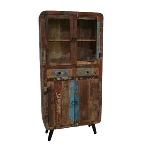 Industrielle Vintage Möbel Recyceltes Holz Glastür Schublade Kommode Schrank und Lagerung zu niedrigem Preis erhältlich