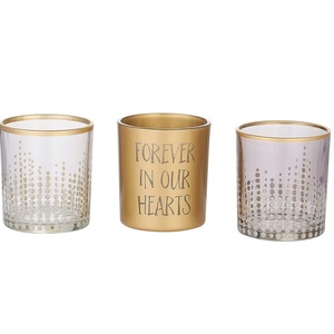 Conjunto De 3 Un Metal Y Dos Soportes De Vidrio T-light Holder Para Bodas Y Fiestas Decoración De Metal De Alta Calidad 3 Pulgadas - Product Image 1