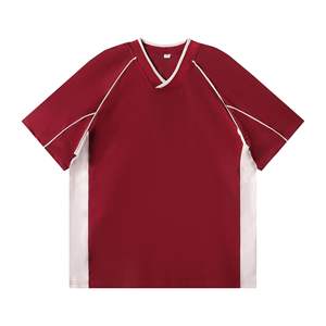 Venta al por mayor Retro Brand Men's T-Shirt 260g Algodón con cuello en V de manga corta Diseño suelto de moda con camiseta impresa para hombres - Product Image 3