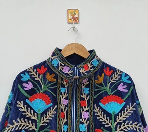 Veste en coton brodée florale bohème, col rabattu, manches longues, vêtements d'extérieur décontractés, grande taille, vêtements d'automne pour adultes - Product Image 3