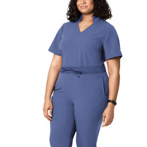 Uniformes Médicos de Spandex/Poliéster con Logotipo Personalizado del Fabricante Directo, Cuello Multiusos, Tallas Grandes, Conjuntos de Uniformes de Enfermera - Product Image 5