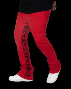 Producto de tendencia Llegada Hombres Impreso Gris Fleece Apilados Pantalones de chándal acampanados Hombres Paneles Slim Flare Pantalones de chándal a granel - Product Image 6