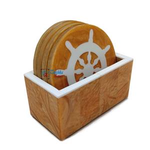 ชุดจานรองแก้วไม้และเรซินคุณภาพสูงพร้อมล้อดีไซน์ไม่ซ้ำใครสำหรับบ้านและห้องครัว - Product Image 1