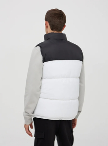 Wholesale Men's Trendy Half Sleeve Quilted Bubble Puffer <b>Jacket</b> Custom Stand <b>Collar</b> Zip Up Bomber Streetwear Coat - Product Image 4