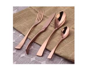 ชุดช้อนส้อมเคลือบทองแดงสำหรับงานแต่งงานชุดช้อนส้อมมีดสามชิ้นช้อนเครื่องใช้บนโต๊ะอาหารแบบใหม่มีดโลหะ - Product Image 1