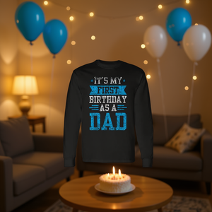 T-shirt à manches longues « C'est mon premier anniversaire en tant que papa » pour fête de papa, t-shirt promotionnel pour papa - Product Image 3