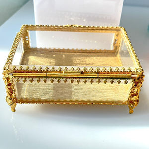 High Selling Clear Glass Pure Brass Border Beveled Glass Storage <b>Box</b> <b>Jewelry</b> Keepsake Trinket <b>Box</b> Gold Finished Custom Size Deco - Product Image 5