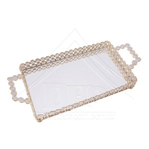 Luxury Gold Crystal Mirror <b>Tray</b> <b>Rectangular</b> Decorative Vanity <b>Trays</b> Metal <b>Mirrored</b> Serving <b>Tray</b> for Wedding Table Decoration - Product Image 1
