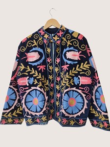 Veste en coton brodée de style chinois, col mandarin, manches longues, motif floral, grande taille, vêtements d'extérieur décontractés pour femmes, printemps - Product Image 5
