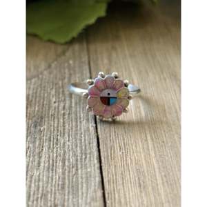 Zuni Handcrafted Opal & <b>Sterling</b> <b>Silver</b> Gemstone <b>Ring</b> Boho Bezel <b>Set</b> - Product Image 4