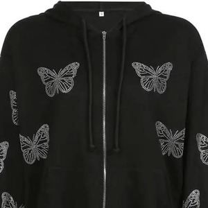 Nouveauté : sweat à capuche zippé brodé avec strass, polaire personnalisé, unisexe, haute qualité, prix abordable, vêtements décontractés, manches régulières - Product Image 2