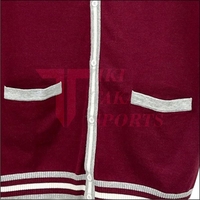 Vintage Winter Open-Front V-Ausschnitt Atmungsaktiver Knitterfreier Woll-/Nylon-Cardigan für Herren – Universitäts-College-Letterman-Strickjacke