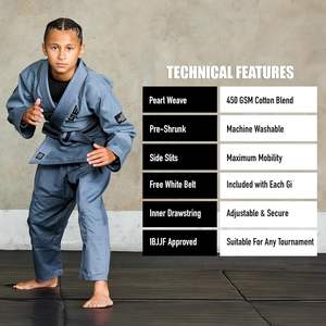 Ultra ligero BJJ Brazilian Jiu Jitsu Gi para niños con tela preencogida y cinturón libre - Product Image 5