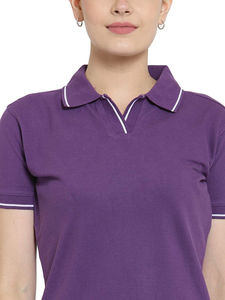 T-shirt décontracté ajusté pour femme, avec logo personnalisé, longueur standard, vêtement d'extérieur d'été respirant en coton piqué compressé - Product Image 2