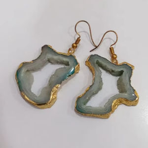 Pendientes de gota de moda con drusas naturales, chapados en oro de micras, estilo bohemio, hechos a mano, regalo para fiesta - Product Image 2