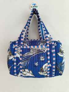 Sac à main mini-duffel pour femme en tissu de coton avec fermeture éclair, style mode féminin, motif floral, taille compacte - Product Image 4