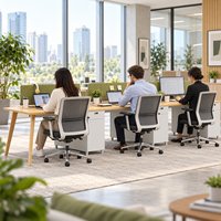 Poste de travail moderne avec cloisonnement, bureau de bureau en cluster 6 places avec armoire de rangement pour grands bureaux d'entreprise
