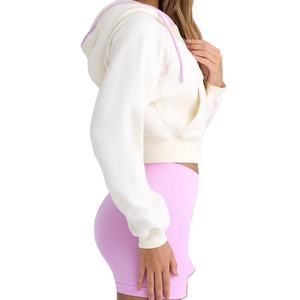 ชุดเซ็ตเสื้อฮู้ดดี้และกางเกงขาสั้นผ้าแคนวาสถักแบบลำลอง สกรีนโลโก้ตามสั่ง ขายส่ง สำหรับผู้หญิง ใส่ได้ทั้งฤดูใบไม้ผลิและฤดูร้อน ความยาวเหนือเข่า - Product Image 2