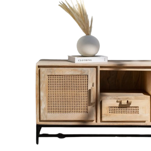 Meuble TV moderne fait à la main meubles en bois massif avec fonctionnalités de stockage réglables amovibles pour la maison appartement hôtel salon utilisation - Product Image 2