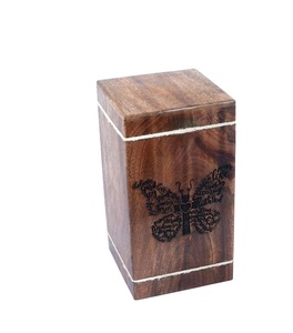 Urnas de cremación de madera dura para cenizas humanas, urna de entierro de madera grande para adultos para columbario, Cruz de mariposa, 250 pulgadas cúbicas - Product Image 3
