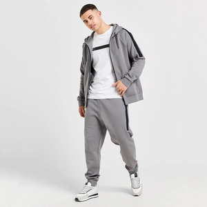 Conjunto Deportivo de Gimnasio con Diseño de Rayas para la Temporada de Invierno, Sudadera con Capucha y Cremallera con Diseño de Parches y Pantalones Deportivos para Hombre - Product Image 1