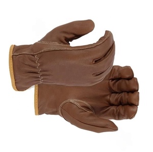 Heavy Duty Men's Leather <b>Gloves</b> Cut-l with Goatskin Arc Protective XL Size Oil & Water Resistant for Driving - Product Image 5
