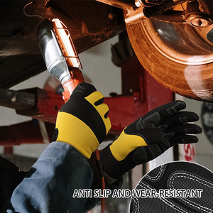 ถุงมือช่างหนังสังเคราะห์ทั่วไปงานช่างกันน้ำสำหรับงานช่างกลางแจ้งสีส้มพีวีซีใส่สบายงานหนัก - Product Image 5