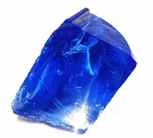 Zafiro azul cultivado en laboratorio, materia prima, corindón sintético de laboratorio, medio Boule, zafiro azul, fabricación especial en bruto, joyería para mujer