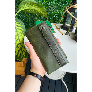 Grand portefeuille en cuir véritable Mannu avec bandeau Produit de qualité supérieure - Product Image 5