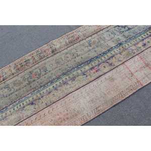 3.4x8.6 ft Turkish <b>Runner</b> Rug, Blue <b>Red</b> Vintage Floral Wool Rug - Product Image 4