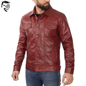 Veste en cuir Vintage décontractée pour hommes personnalisée de haute qualité conception OEM printemps automne hiver respirant coupe-vent 120g fermeture éclair en tissu - Product Image 4